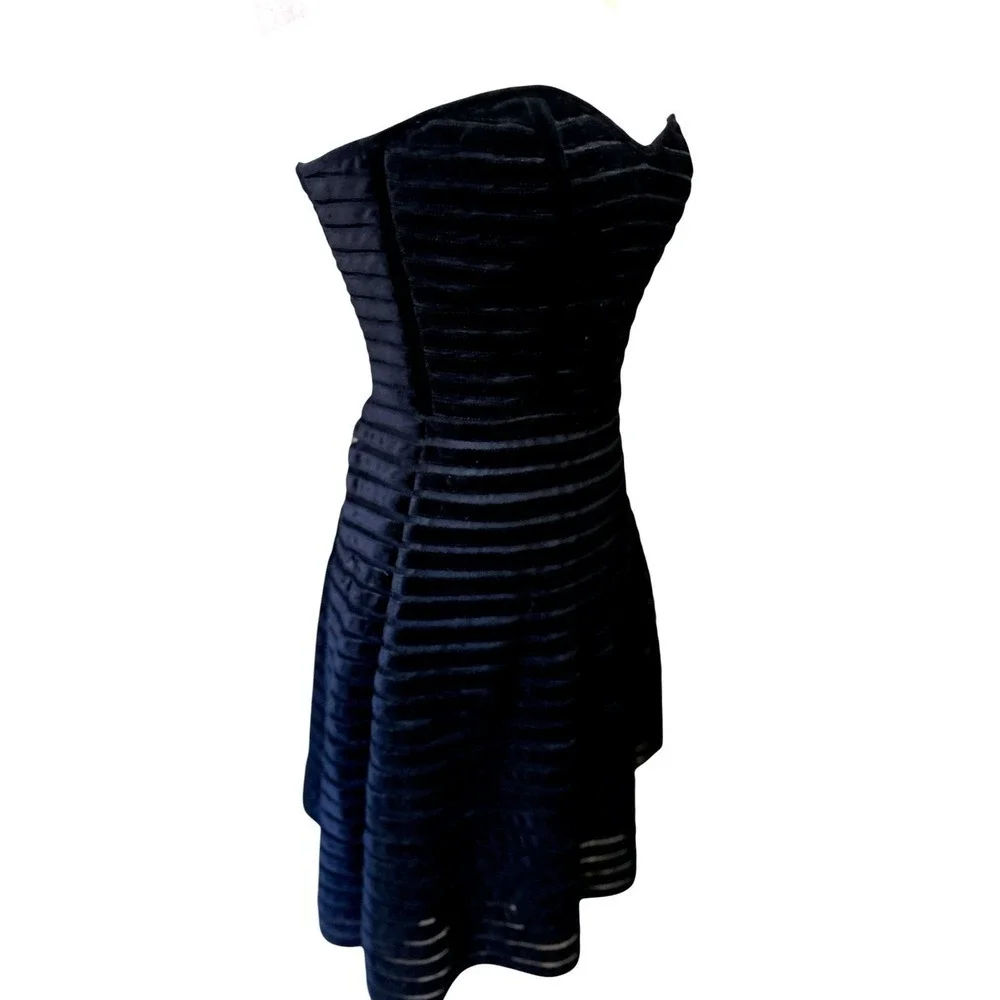 Black Velvet Burnout Corset Strapless Dress Stripe XS Dark Romantic Gothic